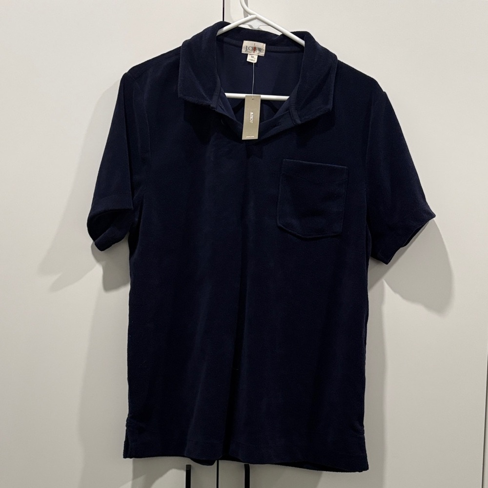 J Crew Terry cloth johnny-collar polo shirt - M - NWT